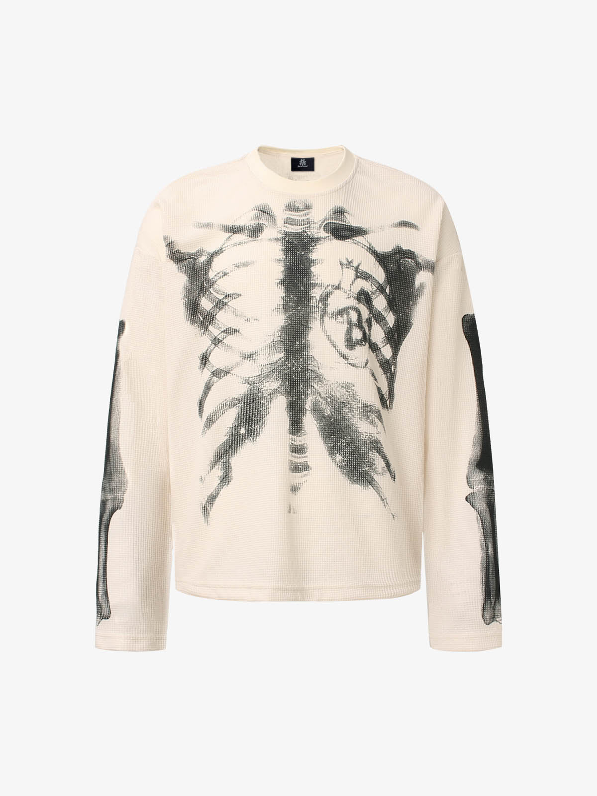 Skeleton Graphic Waffle Sweatshirt – Spooky Halloween Vibes - 2495 SP250915KSND