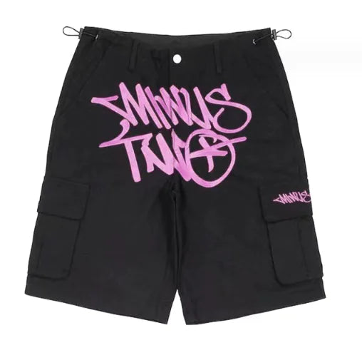 Y2K Hip Hop Denim Gym Shorts with Print (One Piece)