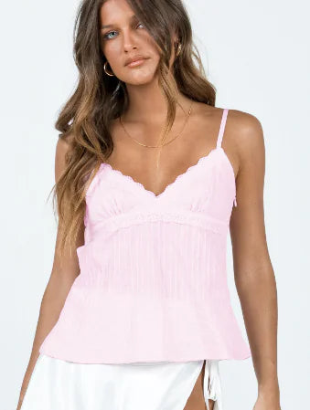 Y2K Pink Lace Patchwork Crop Top for Women (One Piece)