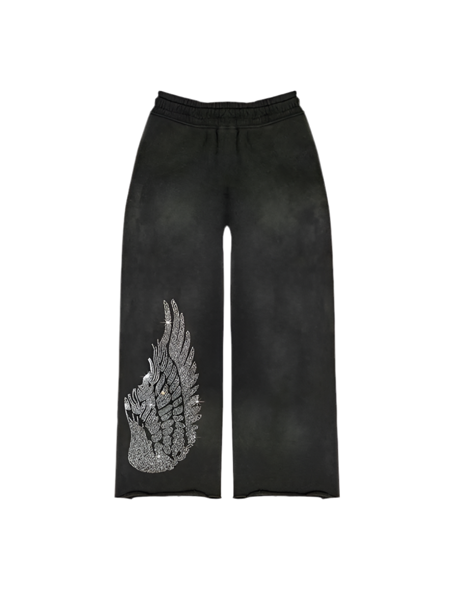 Rhinestone ‘Falling Cross’ Sweatpants Lumin Clothing