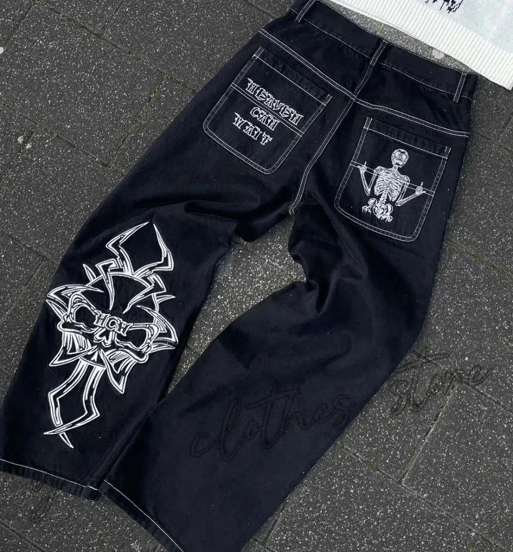 Y2K Embroidered Baggy Jeans Versili