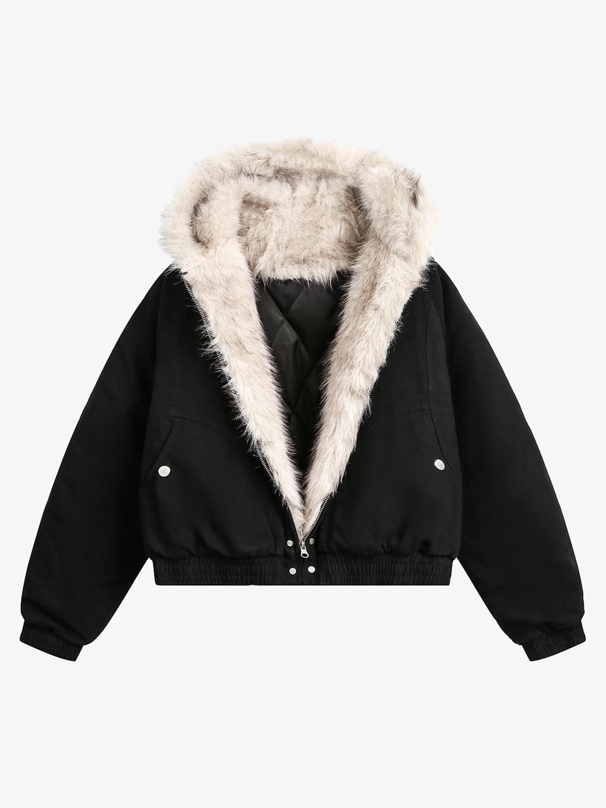 Spliced Fur Hooded Quilted Jacket - 2285 SP250915KSND