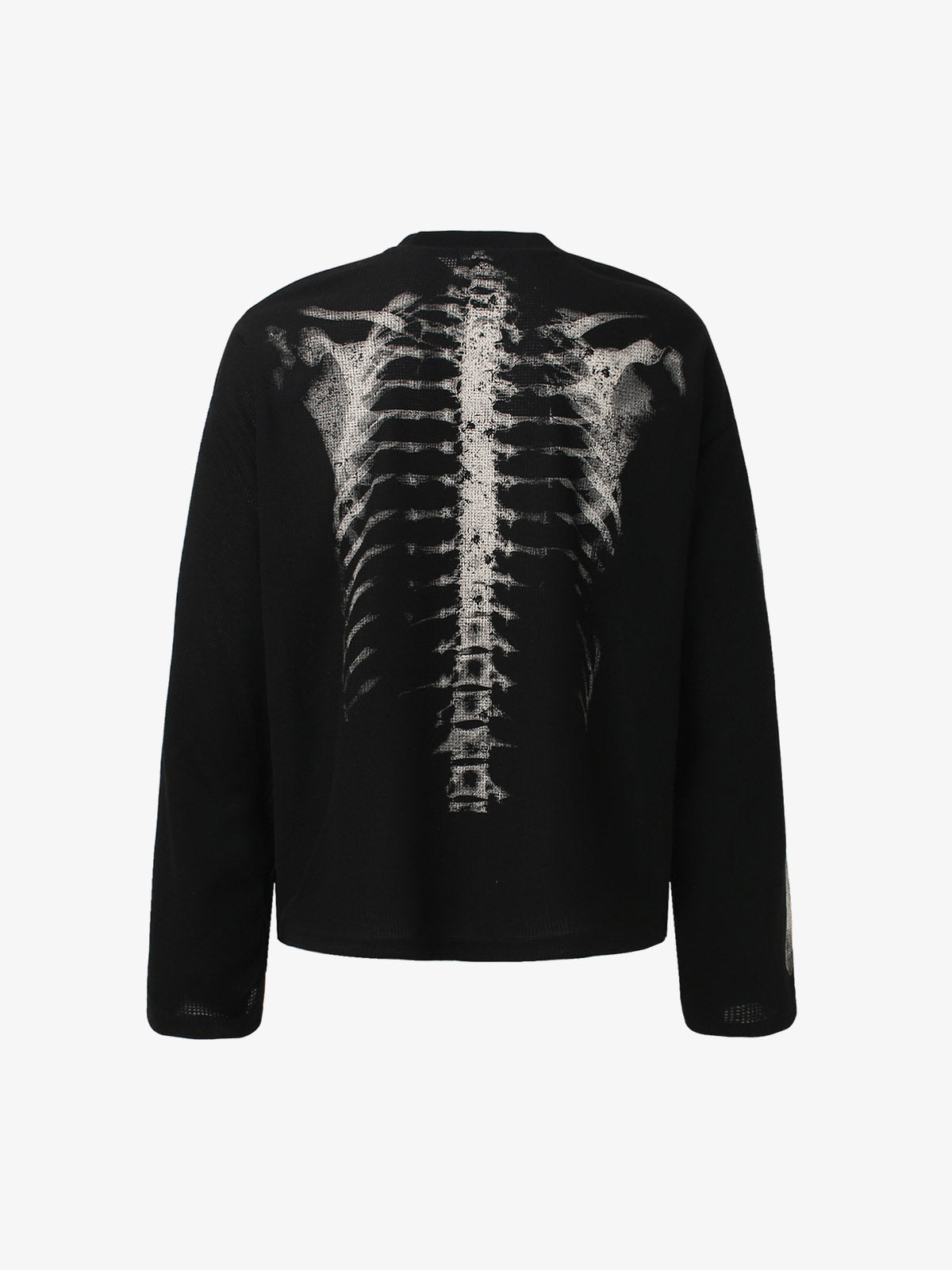 Skeleton Graphic Waffle Sweatshirt – Spooky Halloween Vibes - 2495 SP250915KSND
