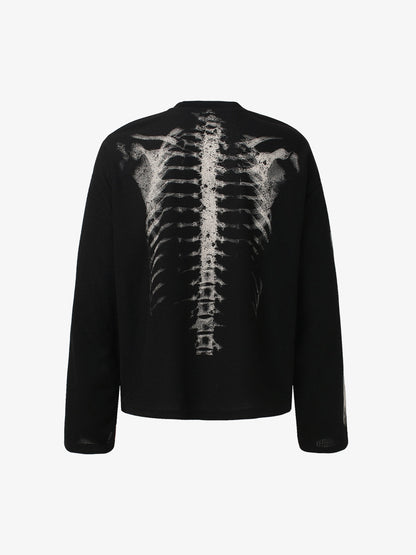 Skeleton Graphic Waffle Sweatshirt – Spooky Halloween Vibes - 2495 SP250915KSND