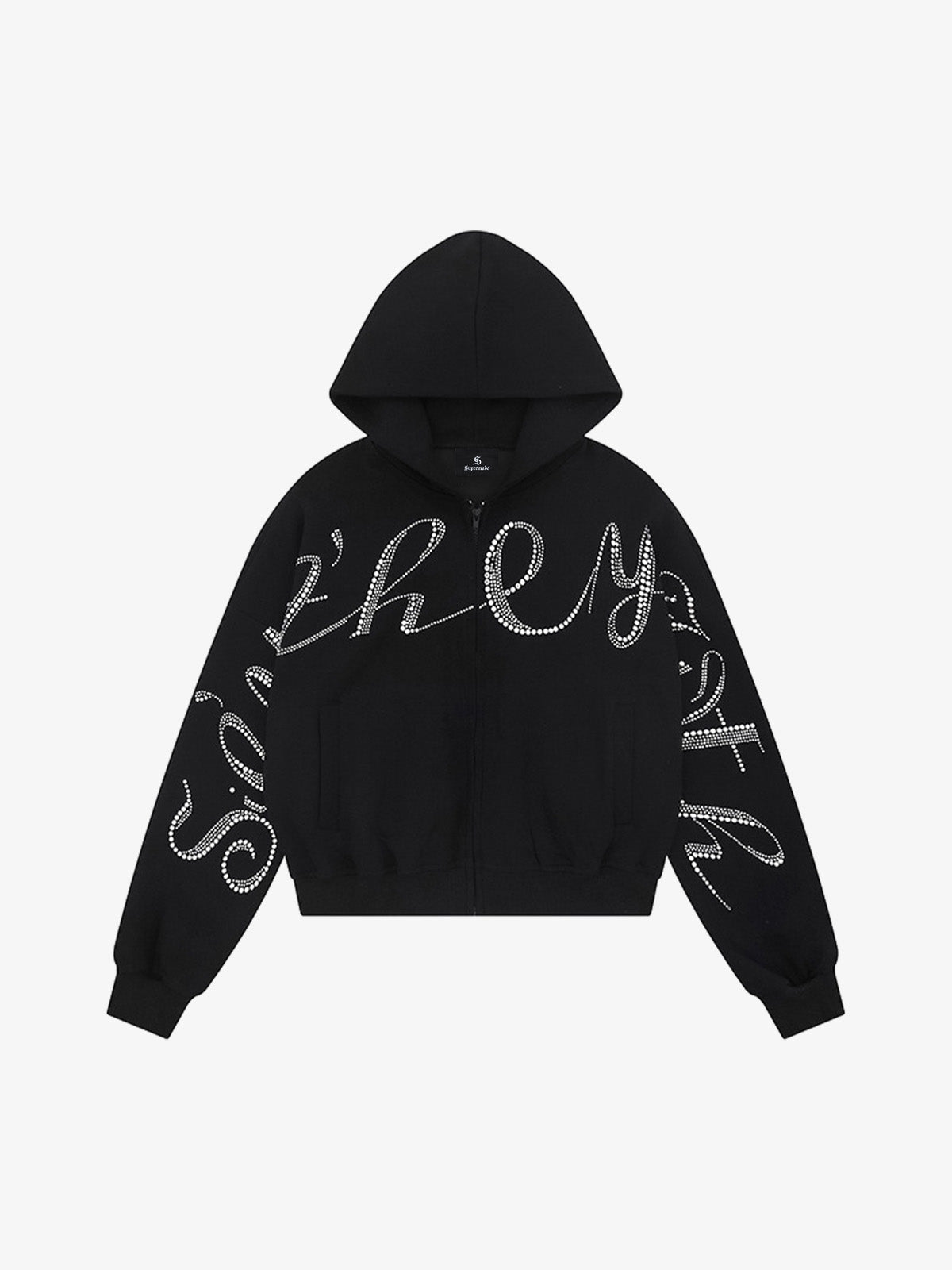 Street Hip-Hop Rhinestone Cropped Hooded Sweatshirt SP250915KSND