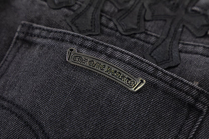 CHROME HEARTS BROWN CROSS PATCH JEANS BLACK Status Shipping
