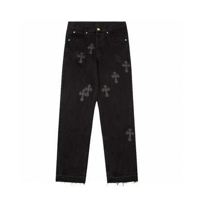 CHROME HEARTS BLACK CROSS PATCH JEANS BLACK Status Shipping