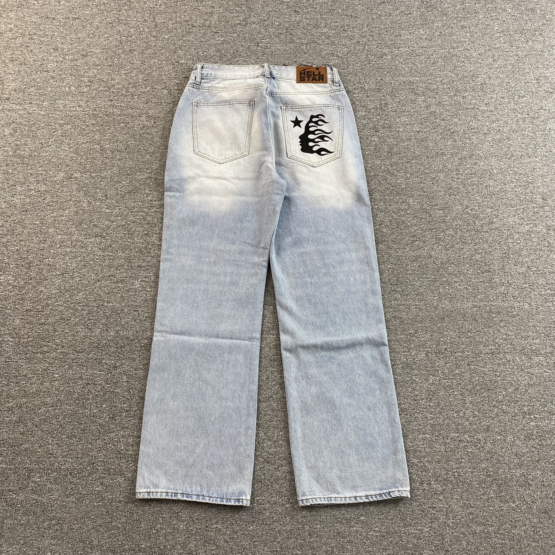 HELLSTAR BLACK FLAME JEANS WASHED BLUE Status Shipping