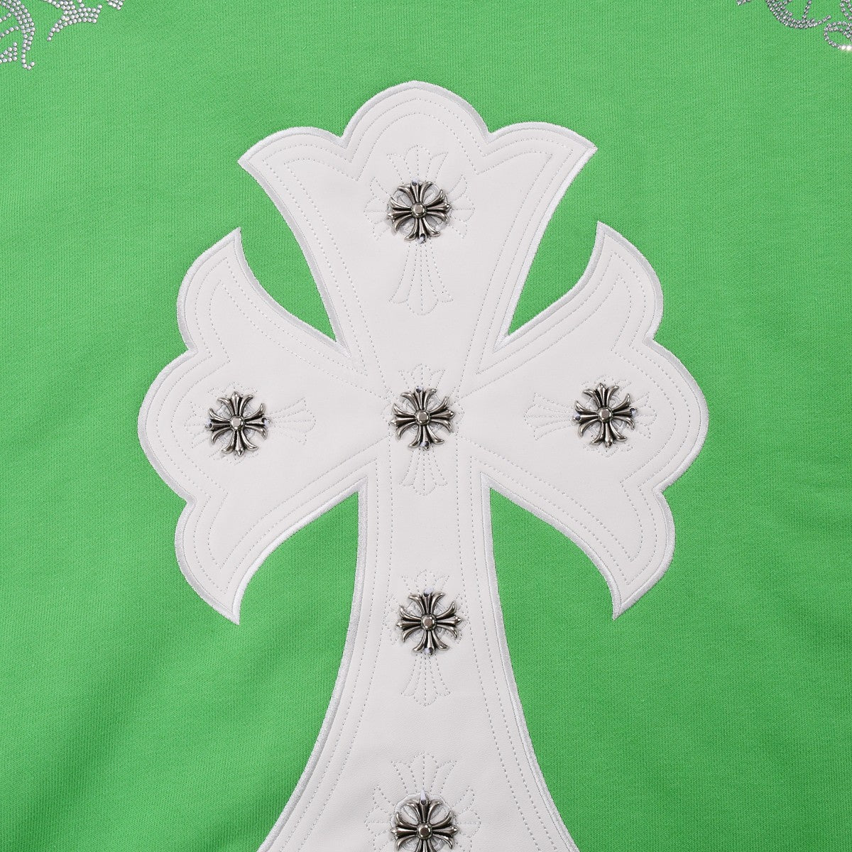 CHROME HEARTS WHITE CROSS PATCH SWEATSHIRT GREEN Status Shipping