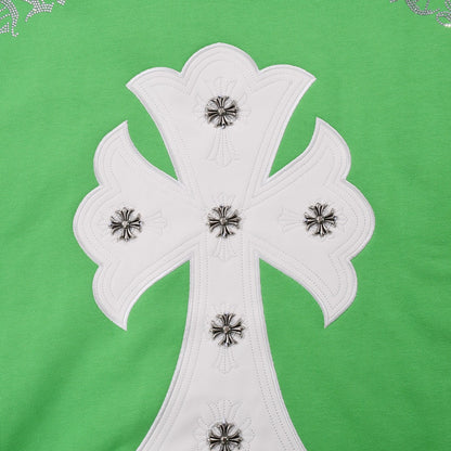 CHROME HEARTS WHITE CROSS PATCH SWEATSHIRT GREEN Status Shipping