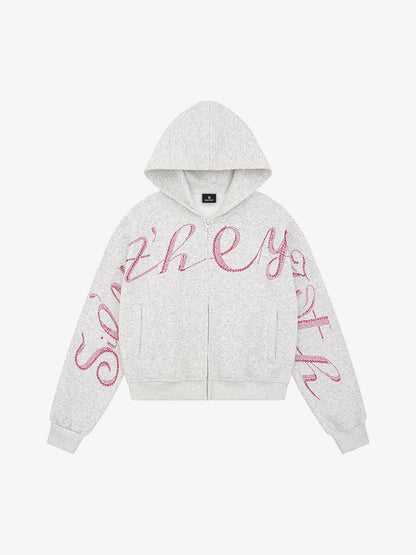 Street Hip-Hop Rhinestone Cropped Hooded Sweatshirt SP250915KSND