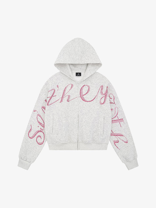 Street Hip-Hop Rhinestone Cropped Hooded Sweatshirt SP250915KSND