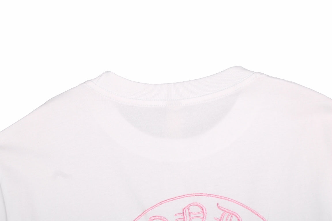 CHROME HEARTS HORSE SHOE LOGO T-SHIRT WHITE PINK Status Shipping