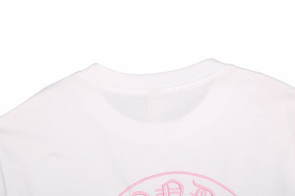 CHROME HEARTS HORSE SHOE LOGO T-SHIRT WHITE PINK Status Shipping