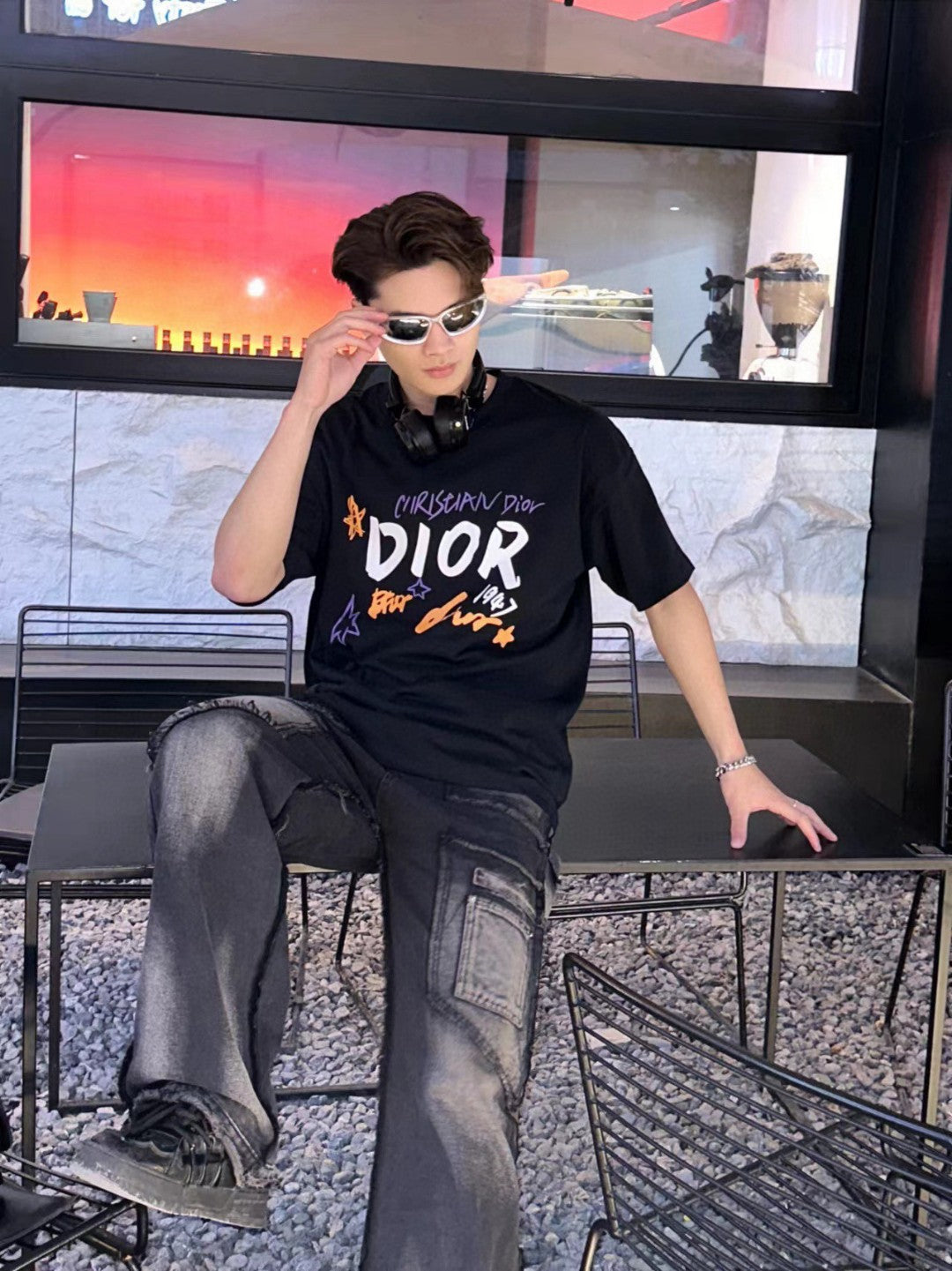 Dior Christian Dior Graphic Black T-Shirt My Store