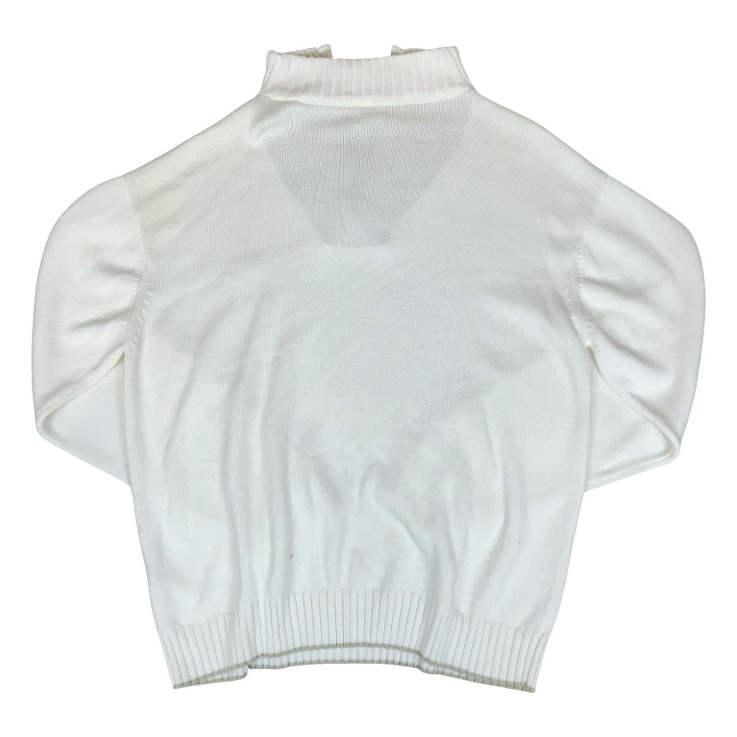 VTG 'ADIDAS' WHITE BEIGE RIBBED 1/4 ZIP NECK KNIT PULLOVER CASUAL SWEATSHIRT 2XL Vintage Superstore