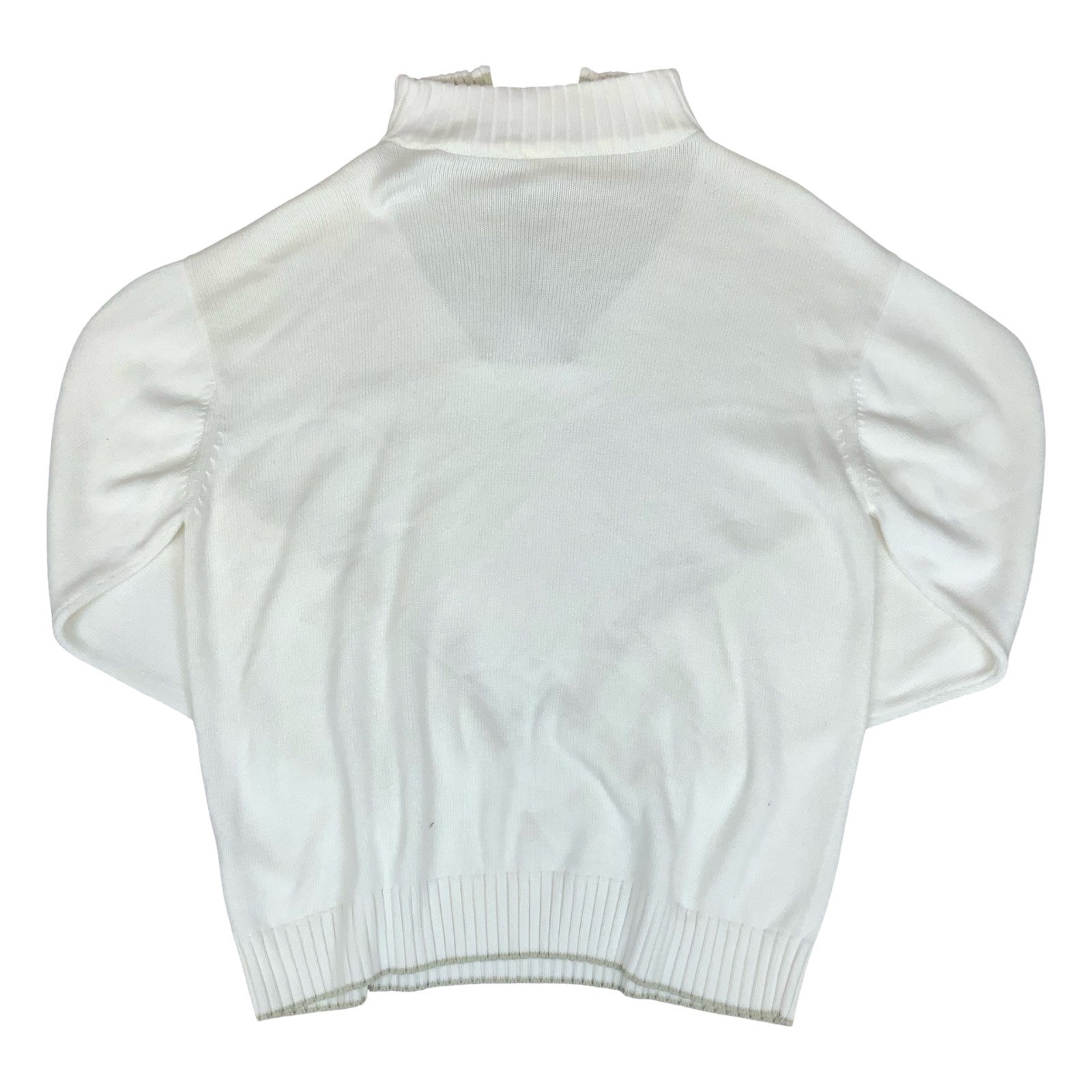 VTG 'ADIDAS' WHITE BEIGE RIBBED 1/4 ZIP NECK KNIT PULLOVER CASUAL SWEATSHIRT 2XL Vintage Superstore