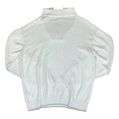 VTG 'ADIDAS' WHITE BEIGE RIBBED 1/4 ZIP NECK KNIT PULLOVER CASUAL SWEATSHIRT 2XL Vintage Superstore