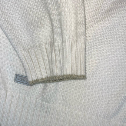 VTG 'ADIDAS' WHITE BEIGE RIBBED 1/4 ZIP NECK KNIT PULLOVER CASUAL SWEATSHIRT 2XL Vintage Superstore