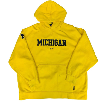 VTG 90s 'NIKE' SWOOSH YELLOW PULL-OVER MICHIGAN WOLVERINES TEAM TAG HOODIE 3XL Vintage Superstore