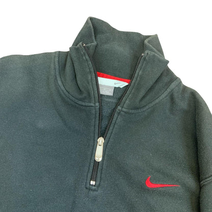 Y2K Nike Athletics Sportswear Running Black Red 1/4 Zip Up Sweater Jumper Medium Vintage Superstore