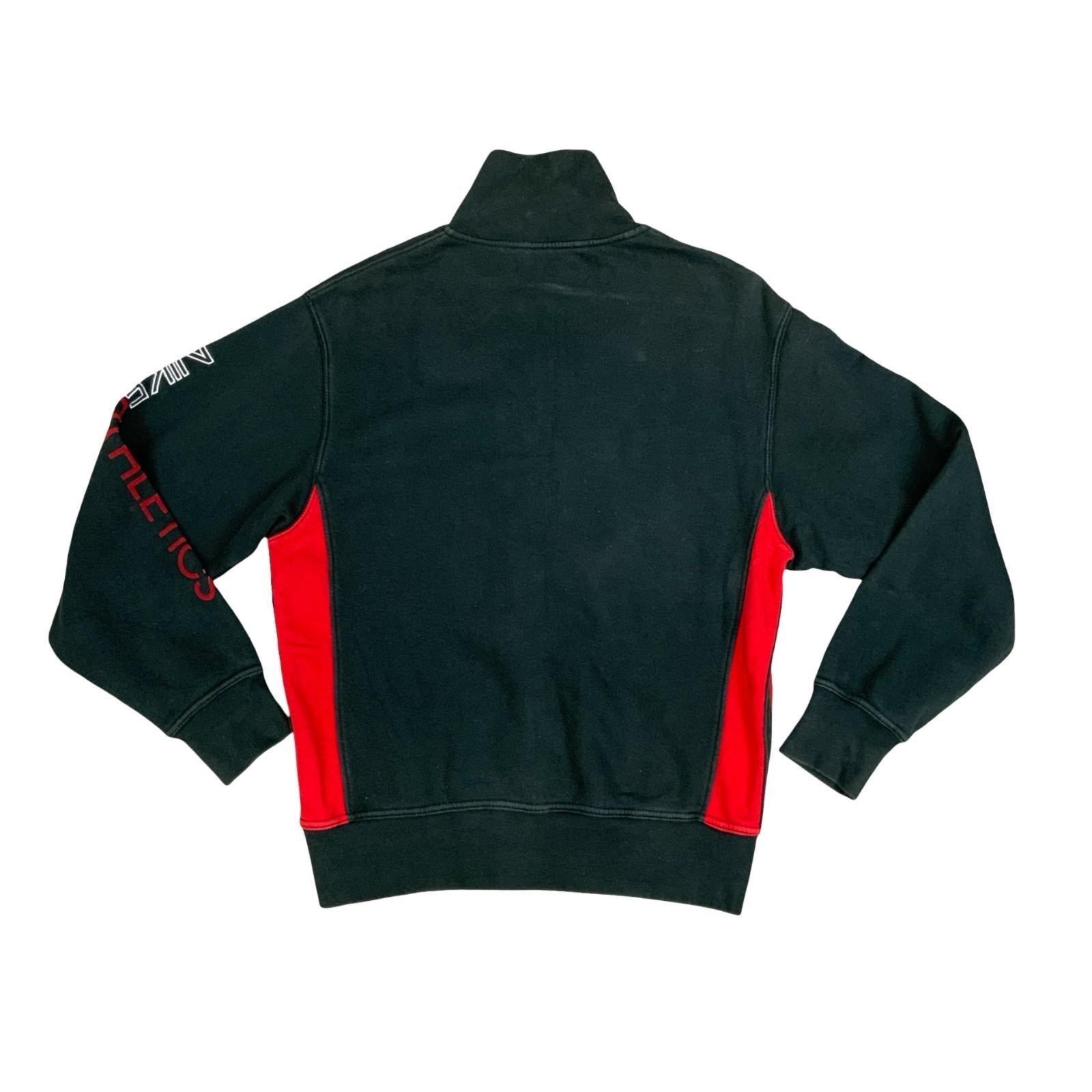 Y2K Nike Athletics Sportswear Running Black Red 1/4 Zip Up Sweater Jumper Medium Vintage Superstore