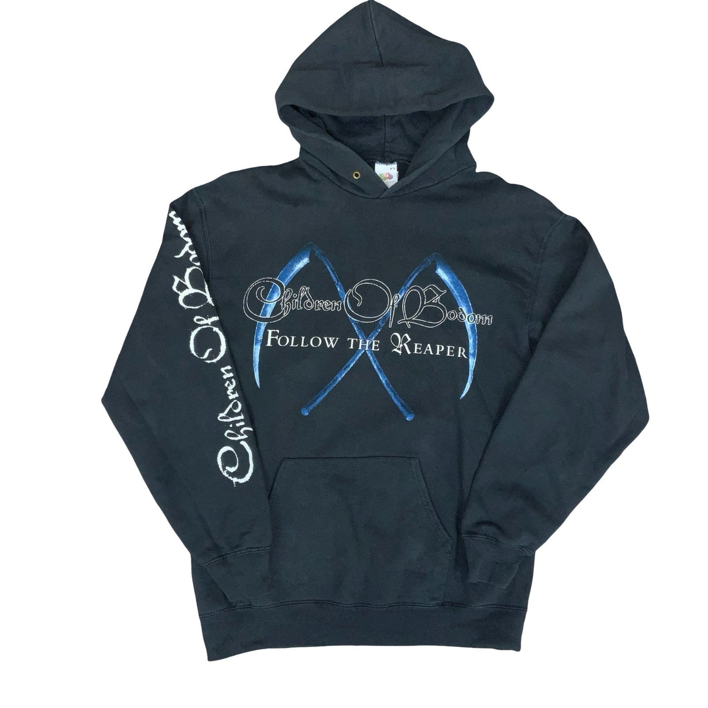 VTG Y2K FRUIT OF THE LOOM CHILDREN OF BODOM BLACK FOLLOW THE REAPER HOODIE S/M Vintage Superstore