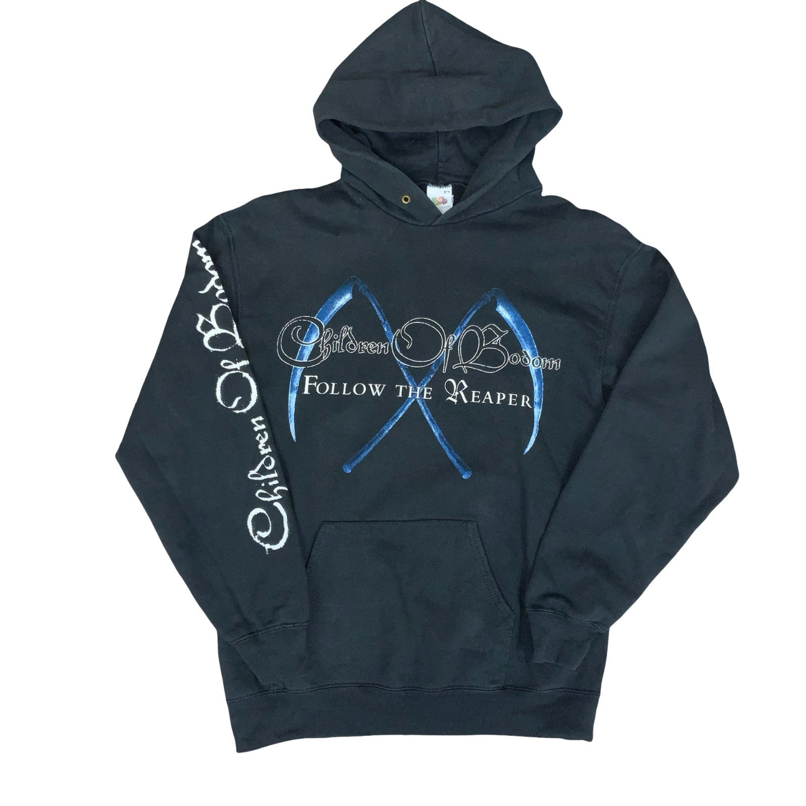 VTG Y2K FRUIT OF THE LOOM CHILDREN OF BODOM BLACK FOLLOW THE REAPER HOODIE S/M Vintage Superstore
