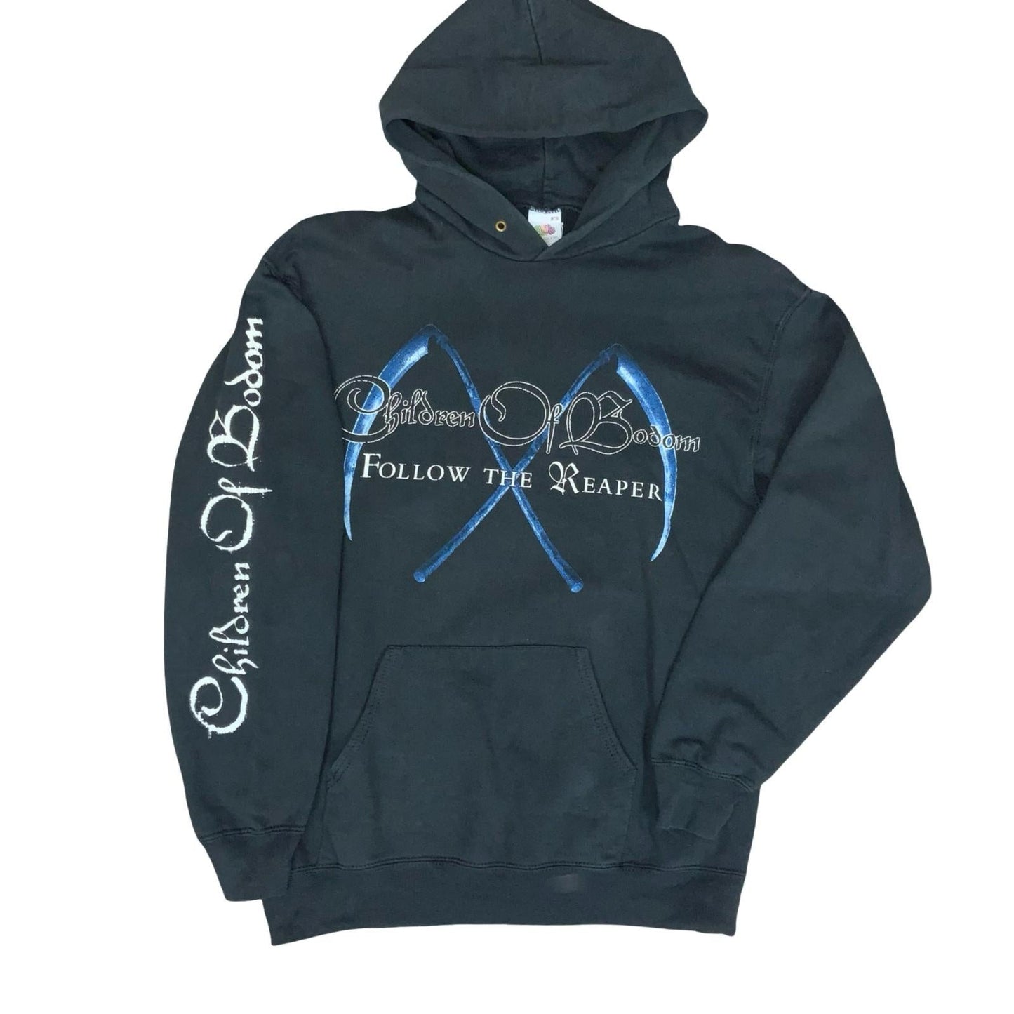 VTG Y2K FRUIT OF THE LOOM CHILDREN OF BODOM BLACK FOLLOW THE REAPER HOODIE S/M Vintage Superstore