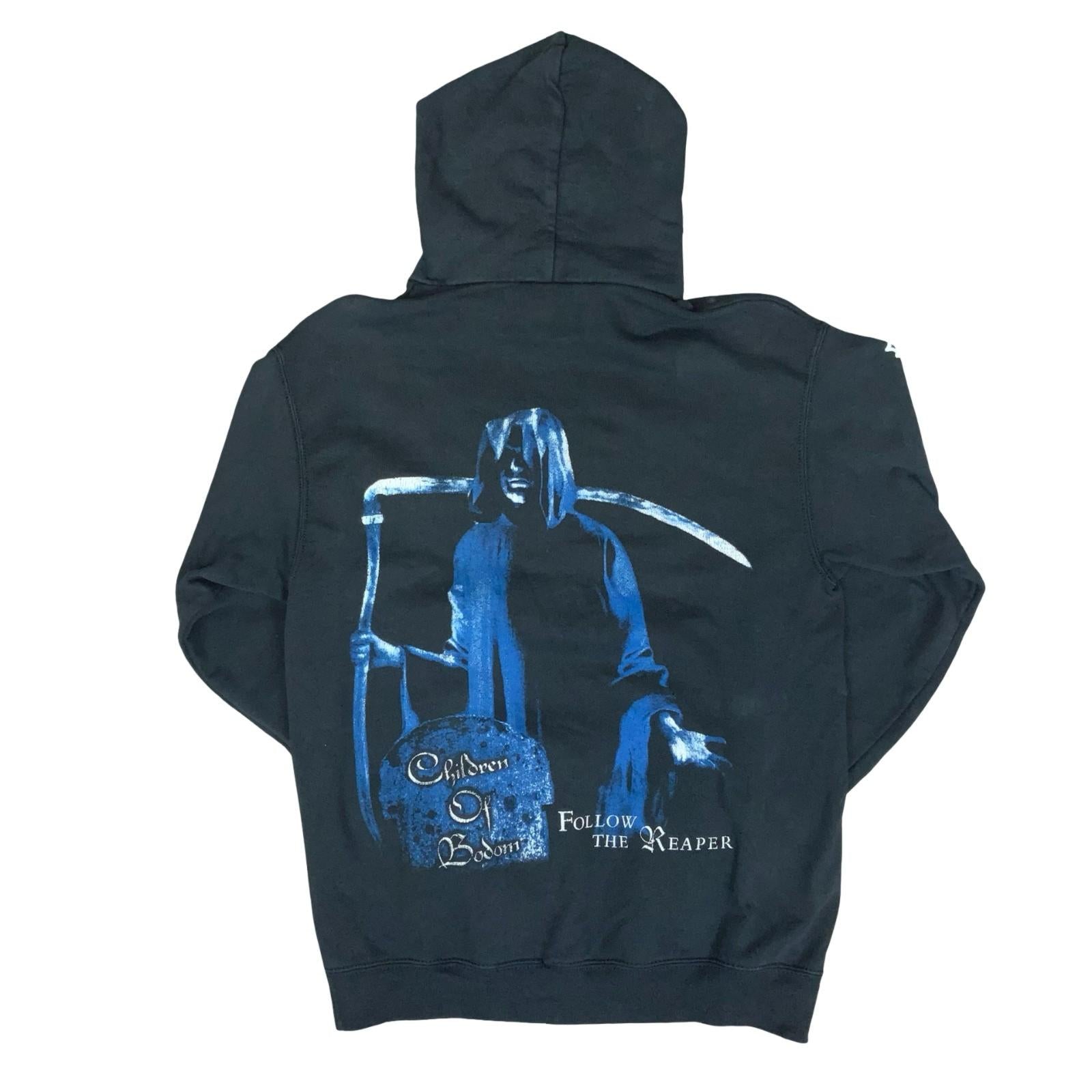 VTG Y2K FRUIT OF THE LOOM CHILDREN OF BODOM BLACK FOLLOW THE REAPER HOODIE S/M Vintage Superstore