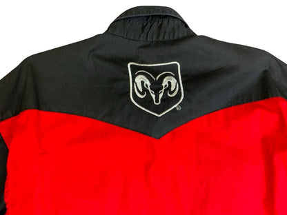 VTG 90s WRANGLER DODGE RAM TRUCK RODEO RED & BLACK WESTERN SHIRT MEDIUM Vintage Superstore