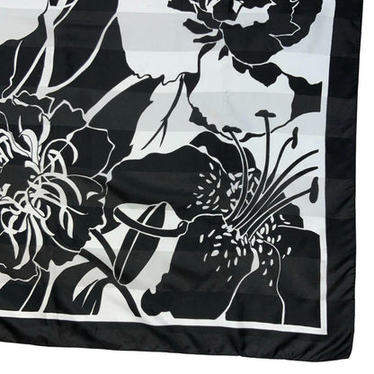 VTG BLACK WHITE TROPICAL FLORAL FLOWER SQUARE SCARF Vintage Superstore