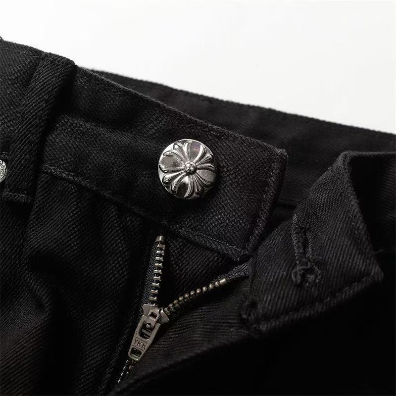 CHROME HEARTS WHITE YELLOW CROSS PATCH JEANS BLACK Status Shipping