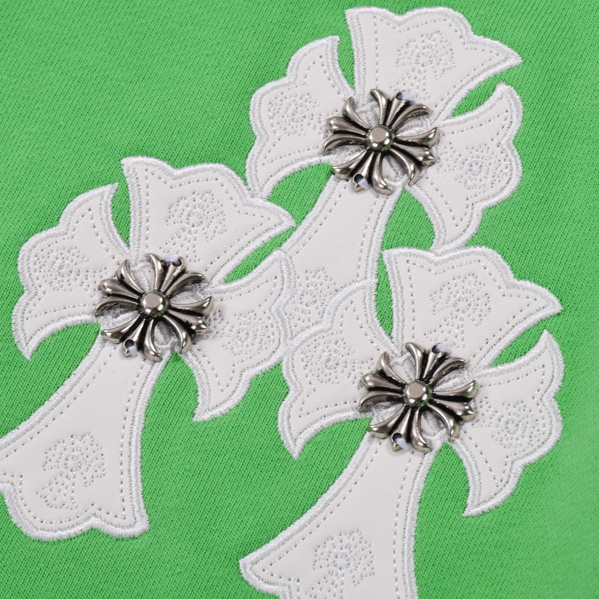 CHROME HEARTS WHITE CROSS PATCH SWEATSHIRT GREEN Status Shipping