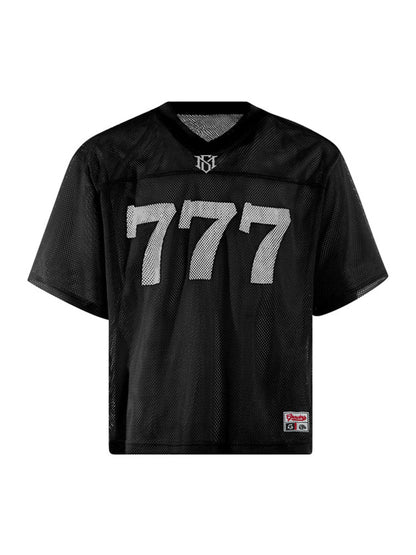 Jersey Letter Print Quick Dry V-neck T-shirt - 2389 SP250915KSND