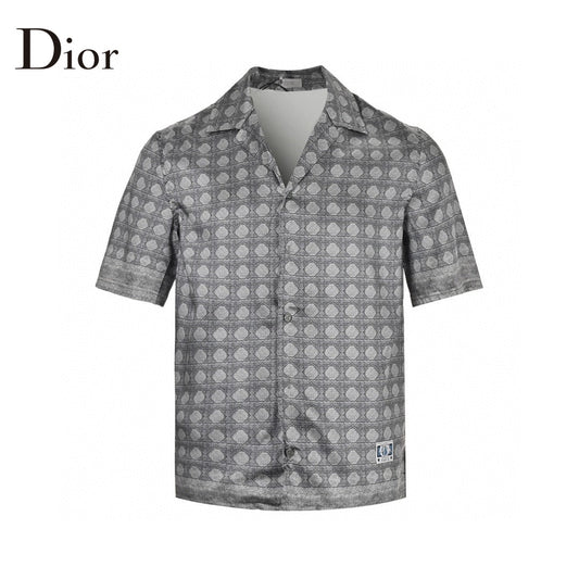 Dior Geometric Pattern Short Sleeve Shirt in Gray My Store