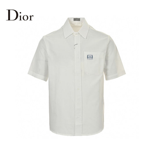 Dior Short Sleeve Button-Up Shirt (White) My Store