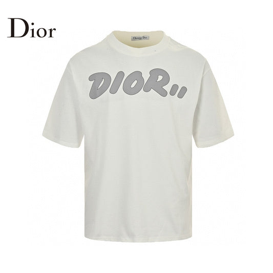 Dior Oversized Grey Logo White T-Shirt My Store