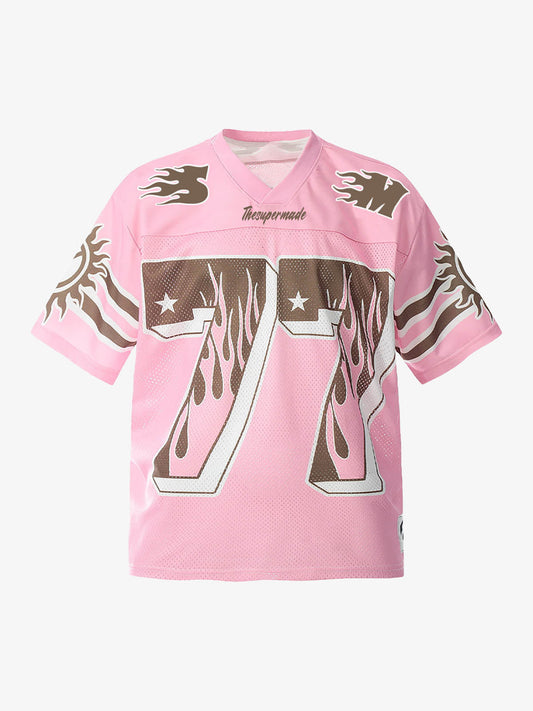 Pink Flame Print Jersey T-shirt - 2390 SP250915KSND