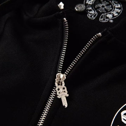 CHROME HEARTS ASYMMETRICAL ZIP HOODIE BLACK Status Shipping