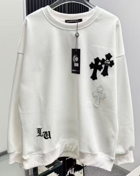 CHROME HEARTS CROSS PATCH SWEATSHIRT WHITE Status Shipping