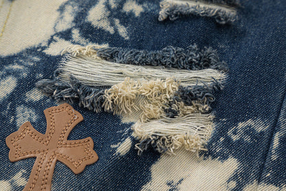 CHROME HEARTS TIE DYE WHITE ORANGE CROSS PATCH JEANS Status Shipping