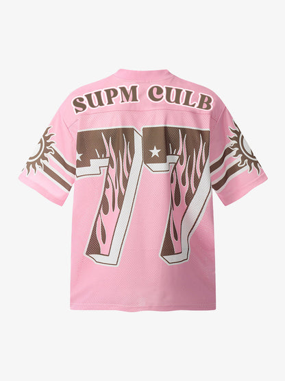 Pink Flame Print Jersey T-shirt - 2390 SP250915KSND