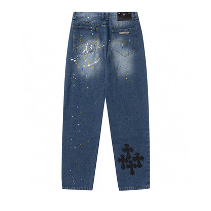 CHROME HEARTS GREEN CROSS PATCH JEANS DENIM Status Shipping