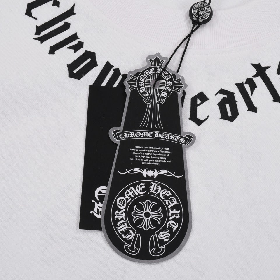 CHROME HEARTS LOGO COLLAR T-SHIRT WHITE Status Shipping