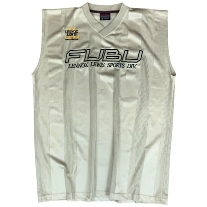 VTG 90s y2k 'FUBU' LENNOX LEWIS SPORTS DIVISION BEIGE SLEEVELESS JERSEY XL/2XL Vintage Superstore