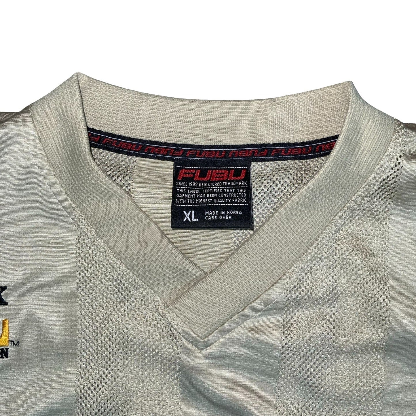 VTG 90s y2k 'FUBU' LENNOX LEWIS SPORTS DIVISION BEIGE SLEEVELESS JERSEY XL/2XL Vintage Superstore