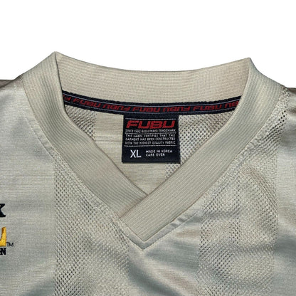 VTG 90s y2k 'FUBU' LENNOX LEWIS SPORTS DIVISION BEIGE SLEEVELESS JERSEY XL/2XL Vintage Superstore