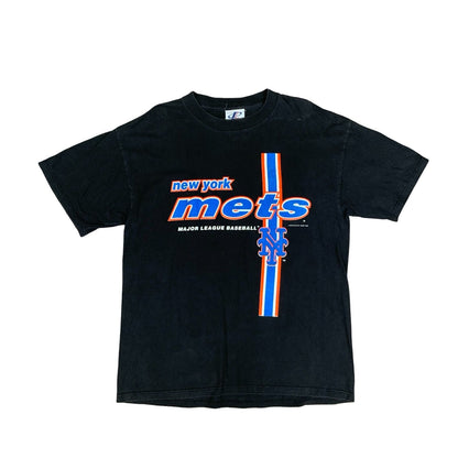 Vintage 1999 Logo Athletic New York Mets MLB Black Graphic T-Shirt Large Vintage Superstore