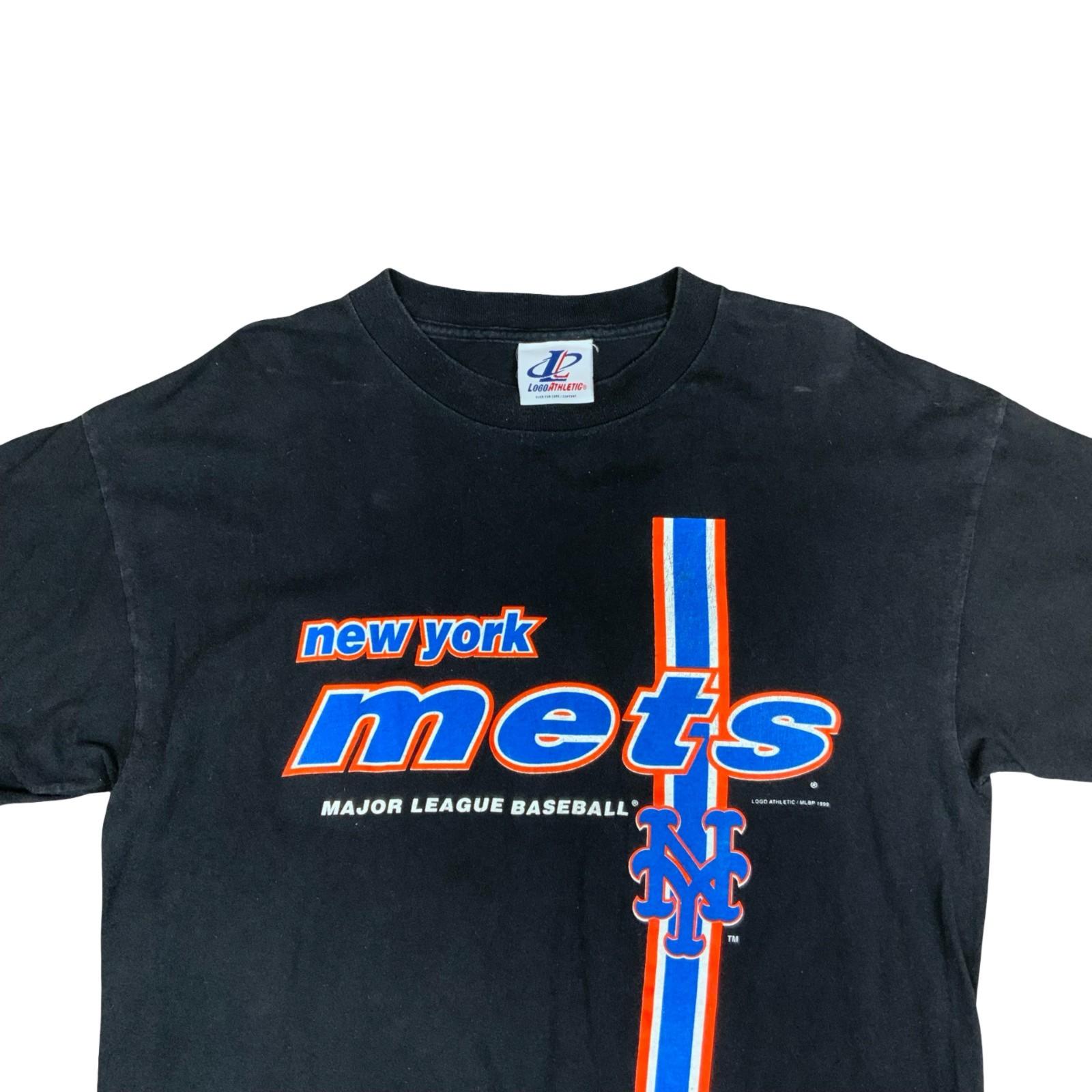 Vintage 1999 Logo Athletic New York Mets MLB Black Graphic T-Shirt Large Vintage Superstore